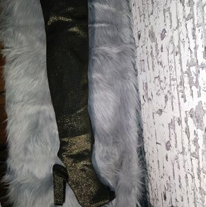 Over the knee metallic boots